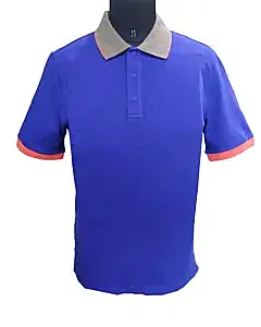 Armani Collezioni RCM38J Grey Collar Blue Polo Shirt