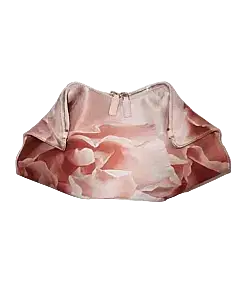 DE MANTA PEACH ROSE PRINT SATIN CLUTCH