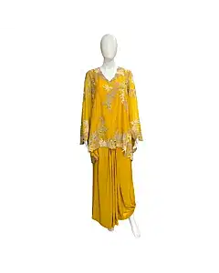 Anamika Khanna Kesar Floral Embellished Top With A Draped Skirt