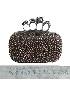 Alexander McQueen Crystal Embellished Skull Box Four Ring Clutch