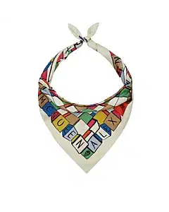 Alexander McQueen White Multicolour Cube Print Silk Scarf