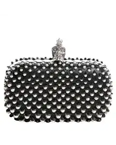 Alexander McQueen Skull Pearl Embellished Box Clutch