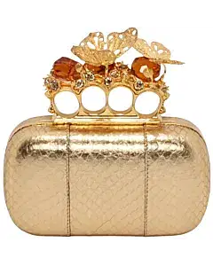Alexander McQueen Metallic Whipsnake Butterfly Stone Knucklebox Clutch