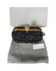 Alexander McQueen Studded Crystal Britannia Skull Box Clutch