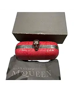 Alexander McQueen Pink Python Skull Box Clutch
