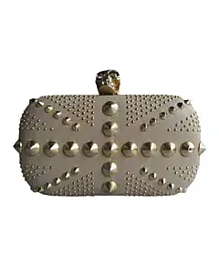 Alexander McQueen Britannia Leather Studded Skull Box Clutch