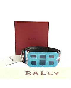 Bally B-Mirror Brown Fabric & Leather Mens Belt