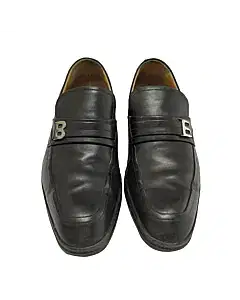 Bally Nevio Black Leather B Logo Buckle Loafer