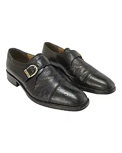 Bally Black Leather Monk Strap Shoes