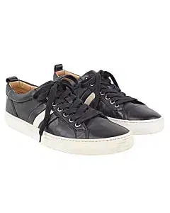 Bally Black /White Trim Leather Sneakers
