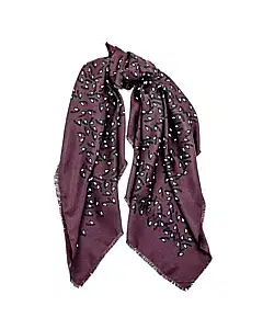 Balenciaga Black And Maroon Silk Scarf