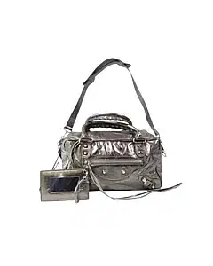 Balenciaga Metallic Silver Mini City Tote