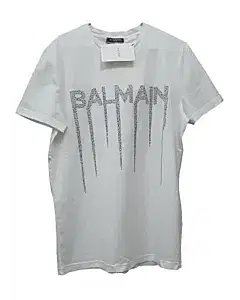 Balmain White Logo Cotton T-Shirt