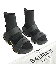 Balmain Suede and Knit B Bold  Straps Sneakers
