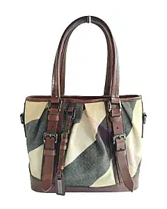 Burberry Brown Mega Check Canvas Lowry Tote