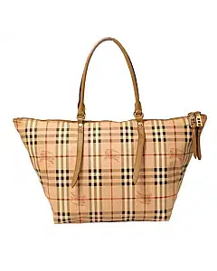 Burberry Haymarket Check Salisbury Mid Camel Medium Tote