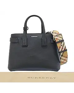 Burberry Black Leather Small Banner Tote
