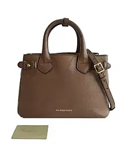 Burberry House Check Brown Leather Medium Banner Tote