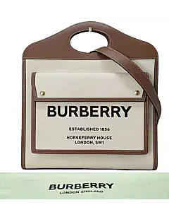 Burberry Canvas and Leather Pocket Tote
