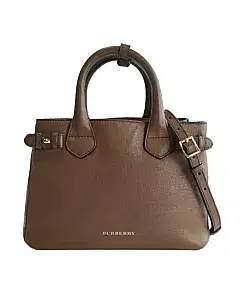 Burberry House Check Tan Leather Medium Banner Bag