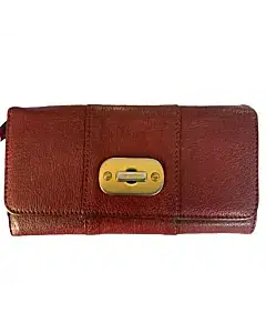 Burberry Red Leather Women Wallet