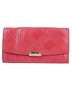 Burberry Red Check Embossed Leather Porter Continental Wallet