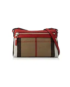 Burberry Small Farley Canvas Check and Leather Clutch