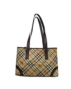 Burberry Haymarket Check Canvas And Leather Tote