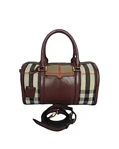 Burberry House Check Leather Sartorial Bowling Bag