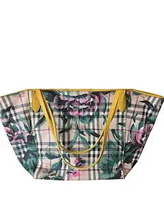 Burberry Canterbury Haymarket Check Canvas Peony Rose Tote