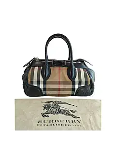 Burberry Black Prorsum House Check Bow Detail Medium Tote