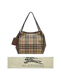 Burberry Brown/Beige Haymarket Check Nylon And Leather Canterbury Tote