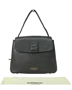 Burberry Black/Beige Leather And House Check Fabric Medium Camberley Top Handle Bag