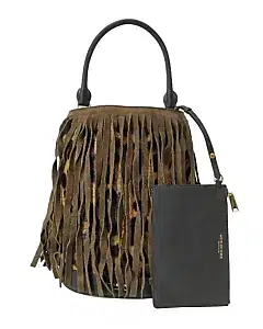Burberry Prorsum Runway Suede Leather Fringe Leopard Bucket Bag