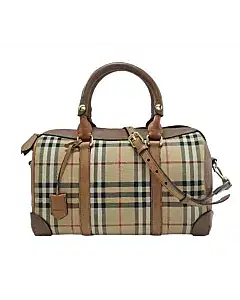 Burberry Medium Alchester Horseferry Check Leather Bowling Bag