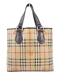 Burberry Haymarket Check Small Onslow Tote Chocolate