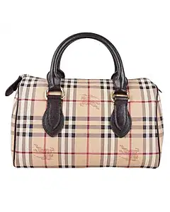 Burberry Beige Classic Check Coated Canvas Boston Bag