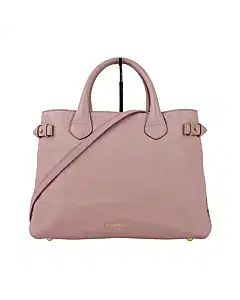 Burberry Pale Orchid Derby Leather House Check Medium Banner Tote Bag