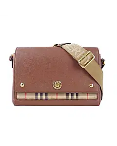 Burberry Brown Note Check Crossbody Bag