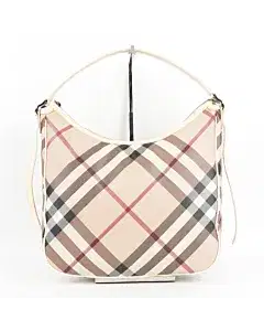 Burberry Beige/White Nova Check Coated Canvas and Leather Hobo