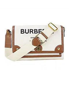 Burberry Horseferry-Print Canvas Leather Note Crossbody Bag