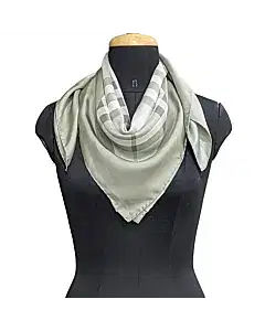 Burberry Square Silk Grey Scarf