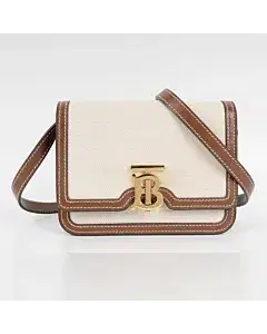 Burberry Beige/Brown Canvas and Leather TB Shoulder Bag