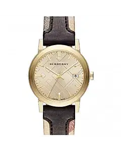 Burberry The City Gold-Tone Leather Mens Watch BU9032