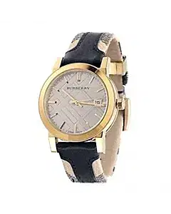 Burberry Haymarket Check With Black Leather Watch