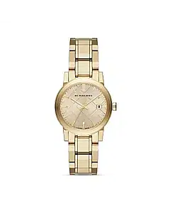 Burberry Gold-Tone Check Dial Watch, 34mm