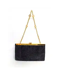 Bvlgari Charcoal Python Single Strap Evening Bag