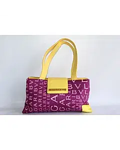 BVLGARI Yellow Leather And Pink Lettering Baguette