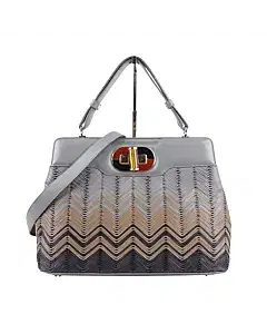 Bvlgari Isabella Rossellini 2way Shoulder Calf Grey Handbag
