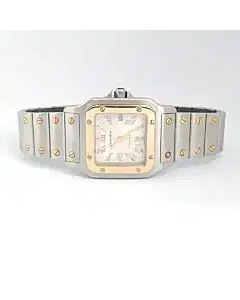 Cartier Santos Galbee Steel Yellow Gold Guilloche Dial Automatic